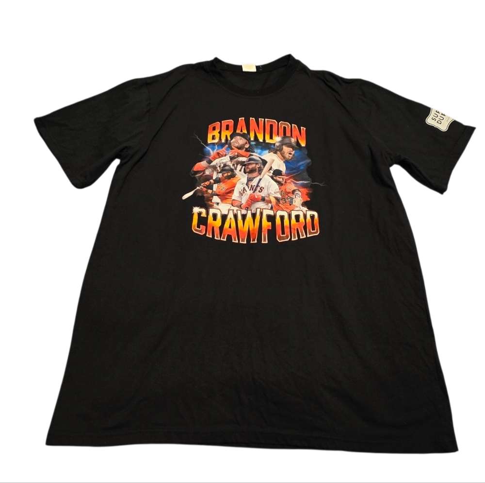 2025 San Francisco Giants Brandon Crawford Celebration Day Black T Shirt Size XL